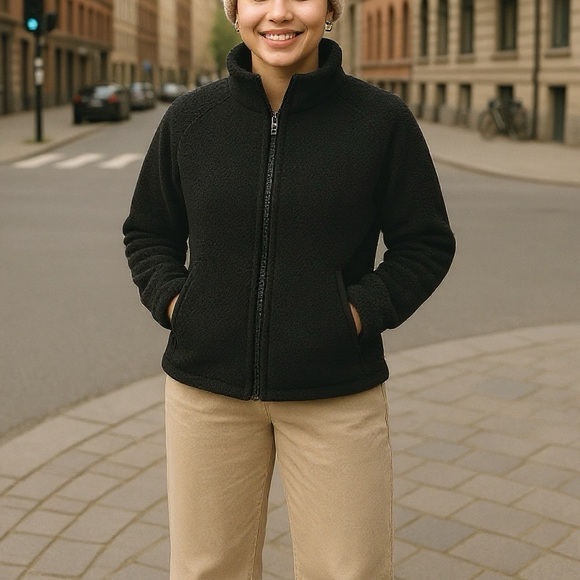 Max Studio Jackets & Blazers - ✨ Cozy Chic Black Zip-Up Jacket | Size Large